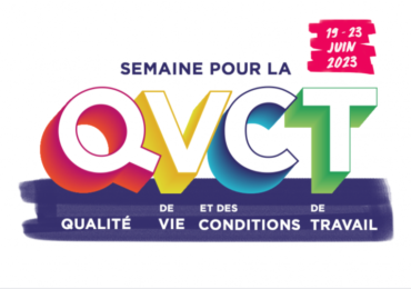 Logo semaine pour la QVCT, qualité de vie et des conditions de travail. Semaine du 19 au 23 juin